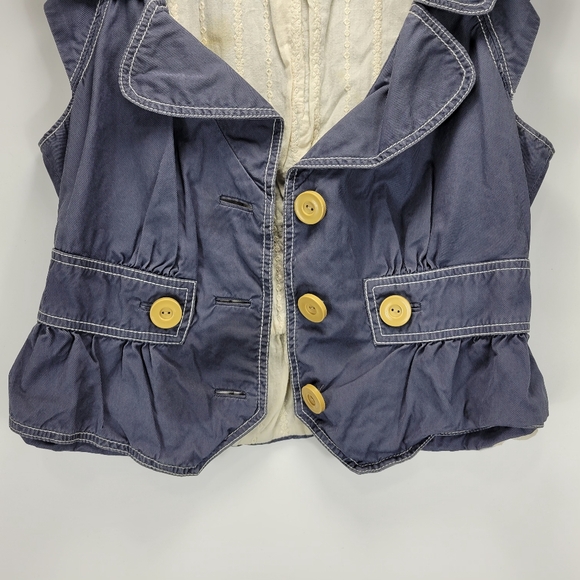 Elevenses Anthropologie Ruffle Button Top Womens 8 Dainty Festival Prairie Boho - Picture 7 of 11